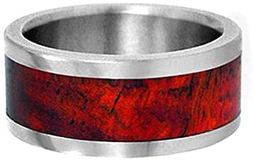 Amboyna Wood 8mm Comfort Fit Interchangeable Titanium Wedding Band, Size10.25