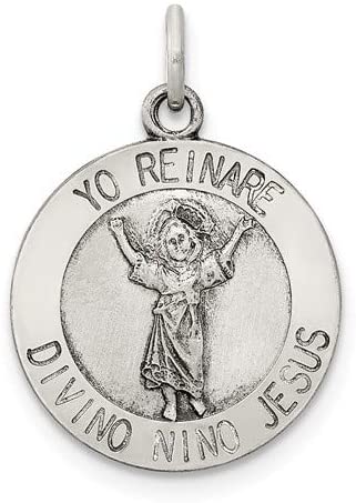 Sterling Silver Divino Nino Medal (Divine Infant Jesus) (23X18MM)