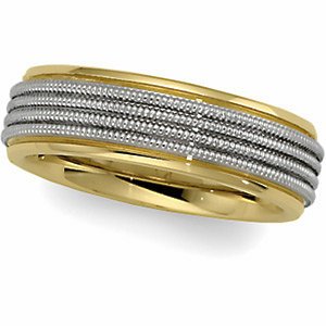 6mm 14k Yellow and White Gold Two-Tone Comfort Fit Designer Band, Size 8