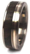 Ziricote Wood, Sterling Silver Inlay 7mm Comfort Fit Titanium Band, Size 11.25