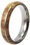 Olive Wood, Titanium Pinstripe 6mm Comfort Fit Titanium Wedding Band, Size 13.5