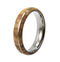 Olive Wood, Titanium Pinstripe 6mm Comfort Fit Titanium Wedding Band, Size 10