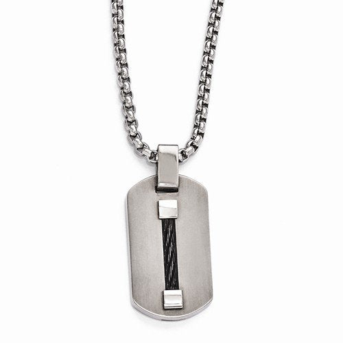 Edward Mirell Titanium Dog Tag and Cable Pendant Necklace, 20"