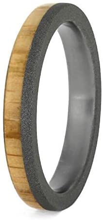 The Men's Jewelry Store (Unisex Jewelry) Oak Wood 3mm Sandblasted Titanium Comfort-Fit Wedding Band, Size 12.5