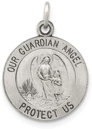 Sterling Silver Antiqued Guardian Angel Medal (20X16MM)