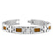 Men's Texture Collection Gray Titanium and Brown Leather Bracelet, 8"