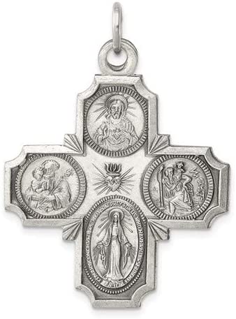 Sterling Silver Antiqued 4-Way Medal (35X30MM)