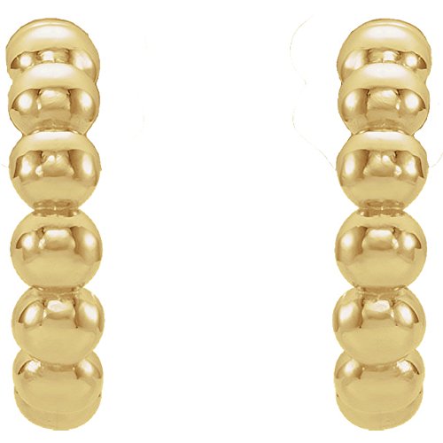 Beaded J Hoop Earrings, 14k Yellow Gold (17mm)