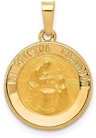 14k Yellow Gold Spanish 1st Communion Medal Pendant (17.7X14.6MM)