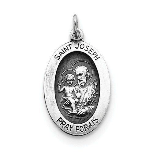 Sterling Silver Antiqued Saint Joseph Medal (35X15MM)