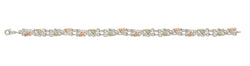 Filigree with Frosty Leaves Bracelet, Sterling Silver, 12k Green and Rose Gold Black Hills Gold Motif, 7.5"
