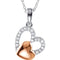 1/6 Ct Sterling Silver and Rose IP Diamond Heart Necklace, 18" (.15 Cttw, H+ Color, I2 Clarity)