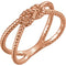 Love Knot Rope Trim Crisscross Ring, 14k Rose Gold