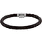 6mm Dark Brown Leather and Stainless Steel Bracelet, 8.5"