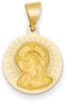 14k Yellow Gold Matka Boska Czestochowska Reversible Medal Pendant (21X19MM)