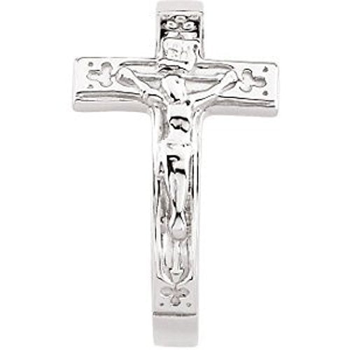 Men's Crucifix Chastity Ring, 14k White Gold 15.25mm, Size 10