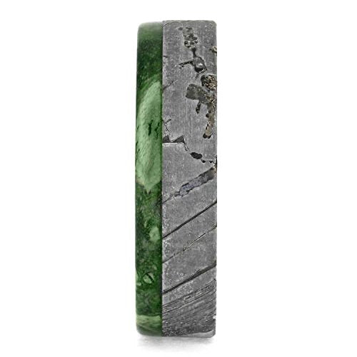 Seymchan Meteorite, Green Box Elder Burl Wood 6mm Comfort-Fit Titanium Matte Band