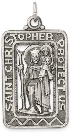 Sterling Silver Antiqued And Brushed St. Christopher Medal