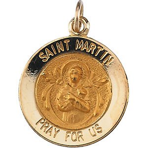 14k Yellow Gold Round St. Martin de Porres Medal (18.25MM)