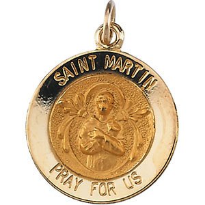 14k Yellow Gold Round St. Martin de Porres Medal (15MM)