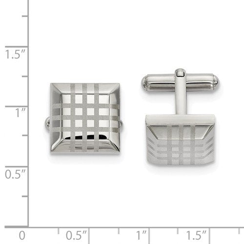 Stainless Steel Polished Square Cuff Links, 20.54MMX17.24MM