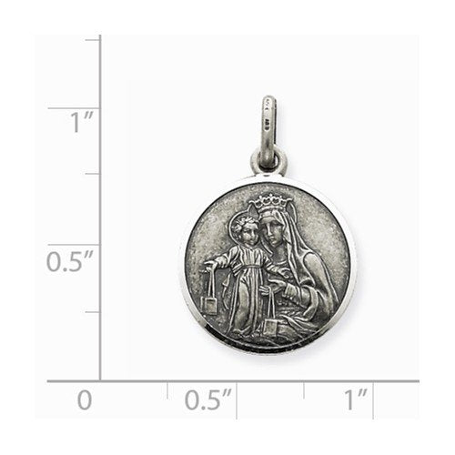 Sterling Silver Our Lady Of Mount Carmel Medal (25X15MM)