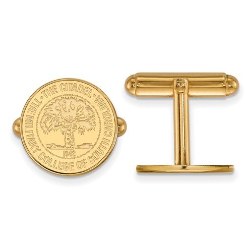 Gold-Plated Sterling Silver The Citadel Crest Round Cuff Links, 15MM
