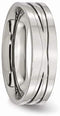 Stainless Steel 6mm Grooved Wedding Comfort-Fit Band, Size 6