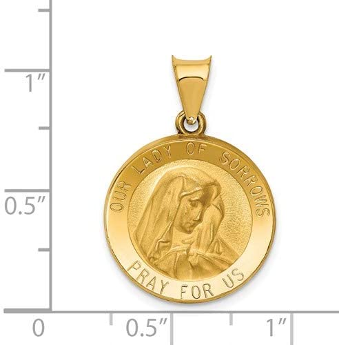 14k Yellow Gold Our Lady of Sorrows Medal Pendant (21X19MM)