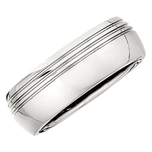 8mm Comfort Fit Titanium Asymmetrical Triple Grooved Half Dome Ring