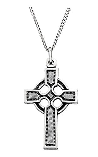 Celtic Halo Cross Sterling Silver Necklace, 18" (34.5x20 MM)