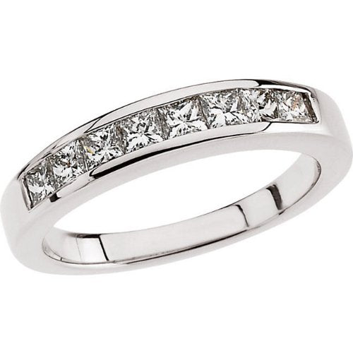 Eight Stone Princess Cut Diamonds 18k White Gold Band, Size 6 (.75 Cttw, GH Color, SI2-SI3 Clarity)