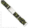 Men's Stainless Steel Green Camo Fabric Band Adjustable ID Bracelet, 10 Inches