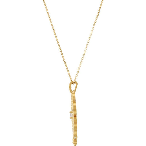 Diamond Granulated 14k Yellow Gold Pendant Necklace, 18" (1/10 Cttw)