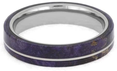 The Men's Jewelry Store (Unisex Jewelry) Purple Box Elder Burl Wood 4.5mm Titanium Comfort-Fit Wedding Band, Size 10.25