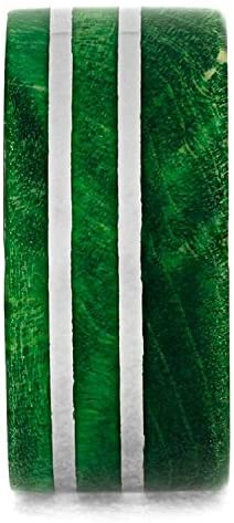 Green Box Elder Burl Wood 10mm Comfort-Fit Titanium Band