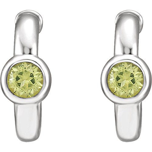 Green Cubic Zirconia J-Hoop Earrings, Sterling Silver