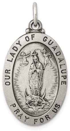 Sterling Silver Our Lady of Guadalupe Medal (33X18MM)