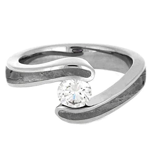 The Men's Jewelry Store (Unisex Jewelry) Diamond Seymchan Meteorite 10mm Comfort-Fit Titanium Engagement Ring