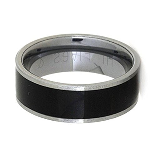 African Blackwood 8mm Comfort-Fit Tungsten Band, Size 10