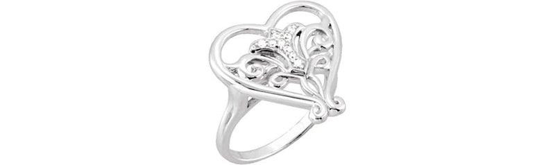 CZ Pure in Heart Rhodium Plate Sterling Silver Ring, Size 7