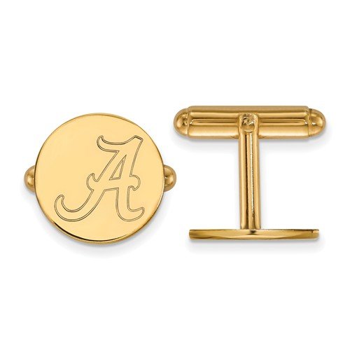 Gold-Plated Sterling Silver University Of Alabama Round Cuff Links, 16MM