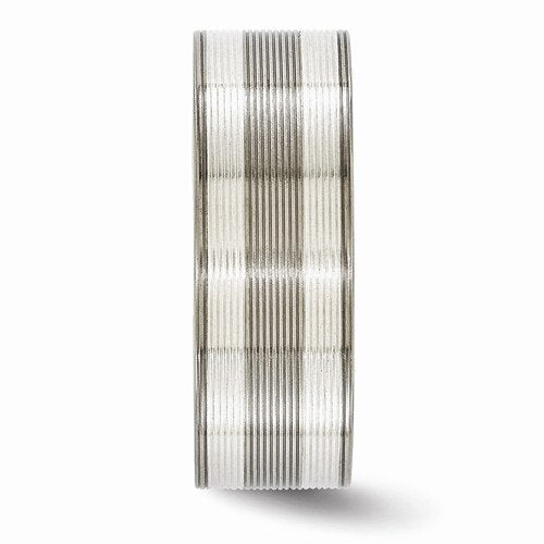 Traction Band Collection Gray Titanium with Argentium Sterling Silver Inlay Grooved 8.5mm Flat Band