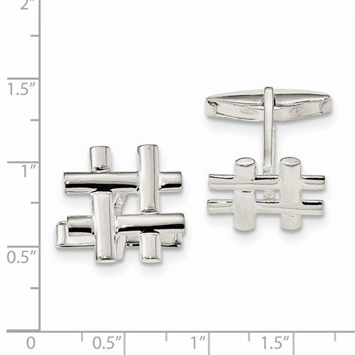 Sterling Silver Toggle Back Square Cuff Links, 18.6 MMX8.4MM