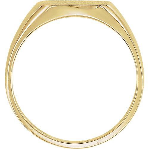 Men's Signet Semi-Polished 18k Yellow Gold Ring (12mm) Size 11