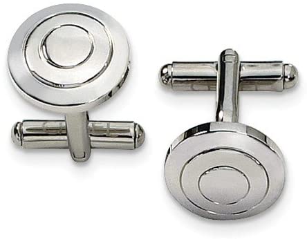 Stainless Steel Bullet Back Round Cuff Links, 15MM