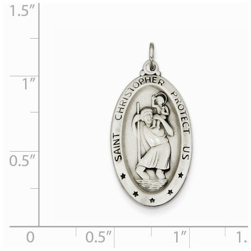 Sterling Silver St. Christopher Medal (30X15MM)