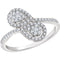 Diamond Double Pear Cluster Ring, 14k White Gold, Size 7 (0.375 Ctw, H+ Color, I1 Clarity)