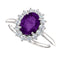 Amethyst and Diamond Halo 14k Yellow Gold Ring, Size 7