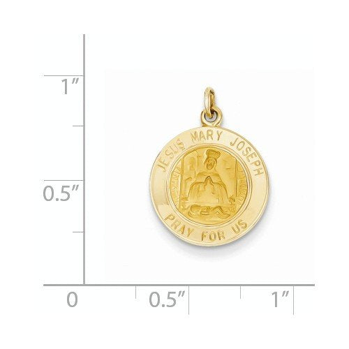 14k Yellow Gold Jesus, Mary, Joseph Medal Charm (20X15MM)